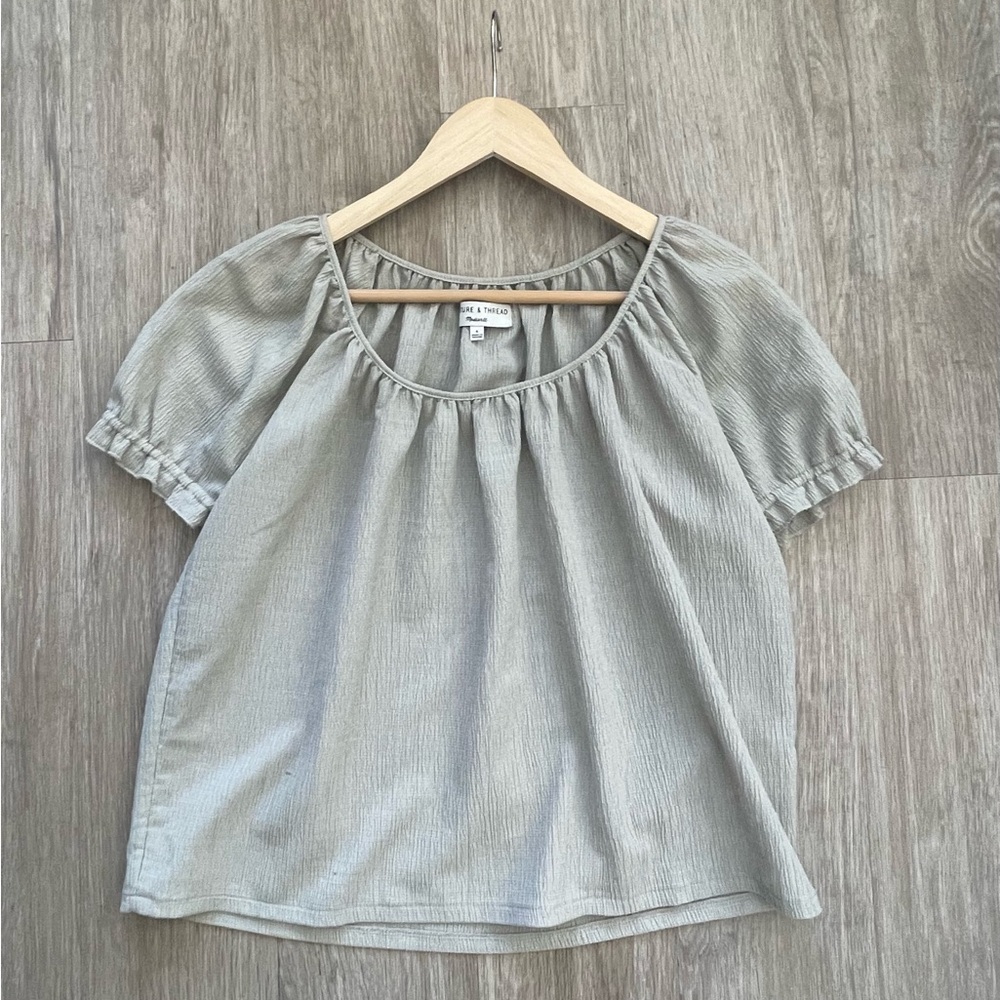 Madewell Sage Green Peasant Short-Sleeve Top Small